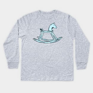 Blue Rocking Horse Kids Long Sleeve T-Shirt